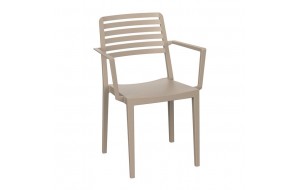 Nola πολυθρόνα τραπεζαρίας από πολυπροπυλένιο στοιβαζόμενη σε μπεζ απόχρωση 57x56x83 εκ