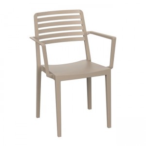 Nola πολυθρόνα τραπεζαρίας από πολυπροπυλένιο στοιβαζόμενη σε μπεζ απόχρωση 57x56x83 εκ