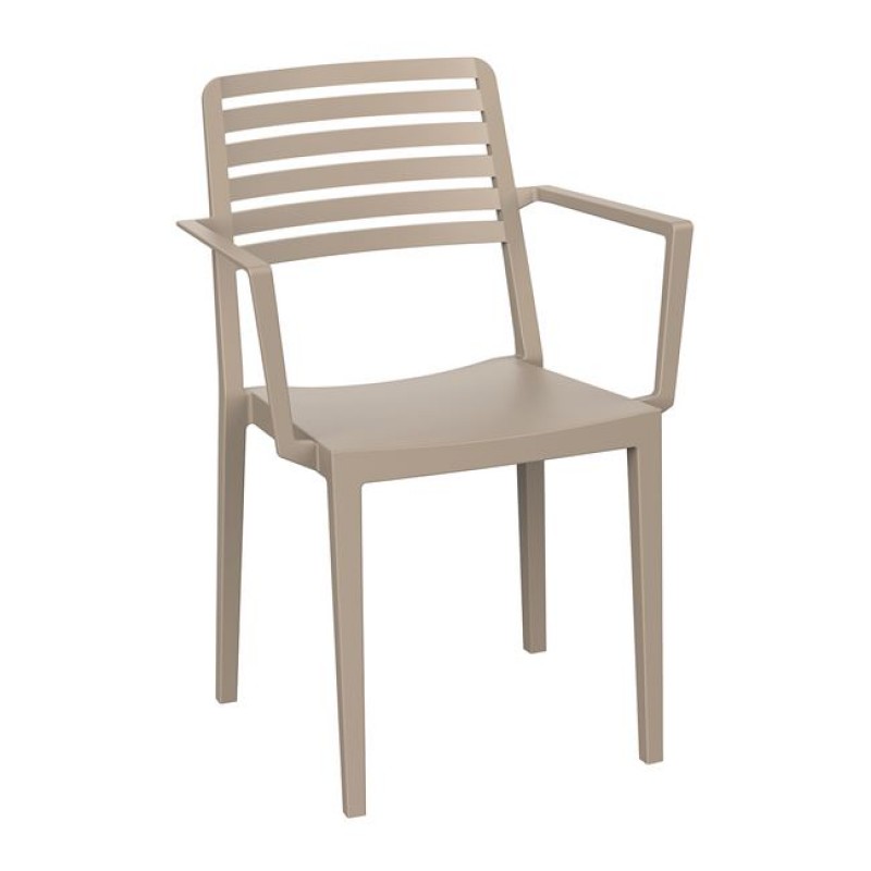Nola πολυθρόνα τραπεζαρίας από πολυπροπυλένιο στοιβαζόμενη σε μπεζ απόχρωση 57x56x83 εκ