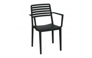 Nola πολυθρόνα τραπεζαρίας από πολυπροπυλένιο στοιβαζόμενη σε μαύρη απόχρωση 57x56x83 εκ