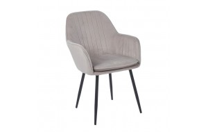 Valery πολυθρόνα με μεταλλικό σκελετό και βελούδινη επένδυση σε γκρι απόχρωση 55x61x87 εκ