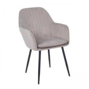 Valery πολυθρόνα με μεταλλικό σκελετό και βελούδινη επένδυση σε γκρι απόχρωση 55x61x87 εκ