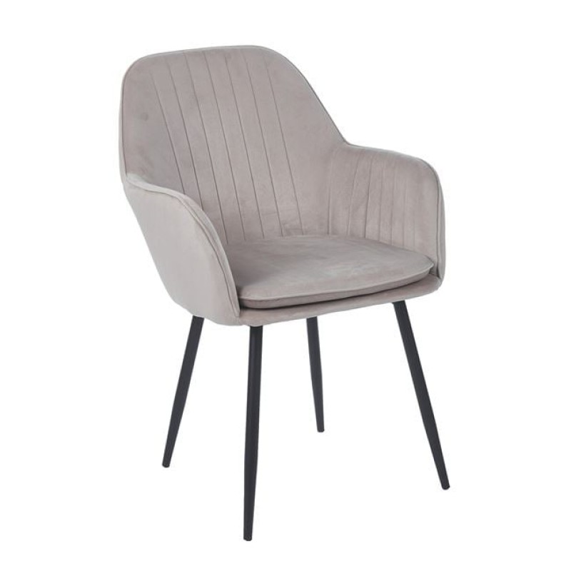 Valery πολυθρόνα με μεταλλικό σκελετό και βελούδινη επένδυση σε γκρι απόχρωση 55x61x87 εκ