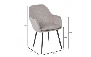 Valery πολυθρόνα με μεταλλικό σκελετό και βελούδινη επένδυση σε γκρι απόχρωση 55x61x87 εκ