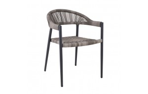 Madison πολυθρόνα με μεταλλικό σκελετό με επένδυση wicker σε γκρι απόχρωση στοιβαζόμενη 58x56x78 εκ