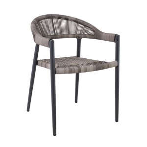 Madison πολυθρόνα με μεταλλικό σκελετό με επένδυση wicker σε γκρι απόχρωση στοιβαζόμενη 58x56x78 εκ