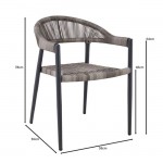 Madison πολυθρόνα με μεταλλικό σκελετό με επένδυση wicker σε γκρι απόχρωση στοιβαζόμενη 58x56x78 εκ