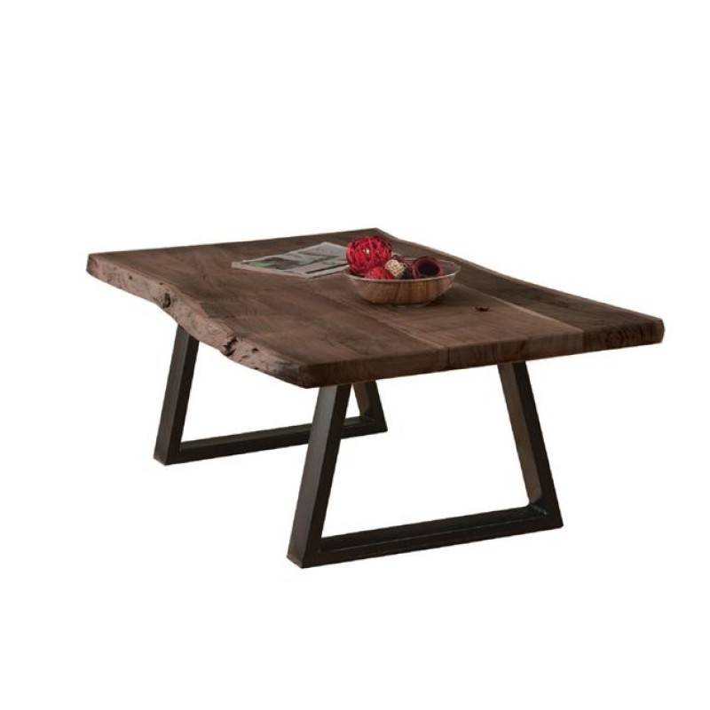 Lizard τραπεζάκι σαλονιού με επιφάνεια από ξύλο ακακίας σε φυσική καρυδί απόχρωση και μαύρο μεταλλικό σκελετό 115x65x40εκ Lizard τραπεζάκι σαλονιού με επιφάνεια από ξύλο ακακίας σε φυσική καρυδί απόχρωση και μαύρο μεταλλικό σκελετό 115x65x40εκ