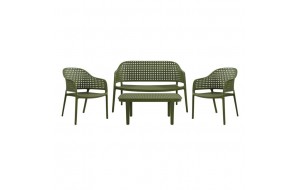 Malaga σετ σαλόνι κήπου από πολυπροπυλένιο με καναπέ πολυθρόνες και τραπεζάκι σε πράσινο απόχρωση Malaga σετ σαλόνι κήπου από πολυπροπυλένιο με καναπέ πολυθρόνες και τραπεζάκι σε πράσινο απόχρωση