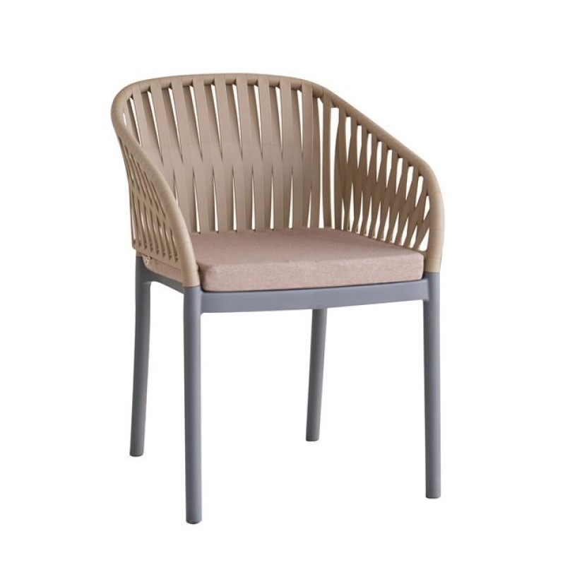 Emery πολυθρόνα με σκελετό από πολυπροπυλένιο σε μπεζ απόχρωση με μαξιλάρι 56x59x80 εκ