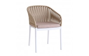 Emery πολυθρόνα με σκελετό από πολυπροπυλένιο σε μπεζ απόχρωση με μαξιλάρι και λευκά ποδαράκια 56x59x80 εκ