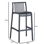 Modena σκαμπό μπάρ από πολυπροπυλένιο στοιβαζόμενο σε ανθρακί απόχρωση 50x100 εκ