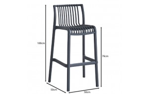 Modena σκαμπό μπάρ από πολυπροπυλένιο στοιβαζόμενο σε ανθρακί απόχρωση 50x100 εκ