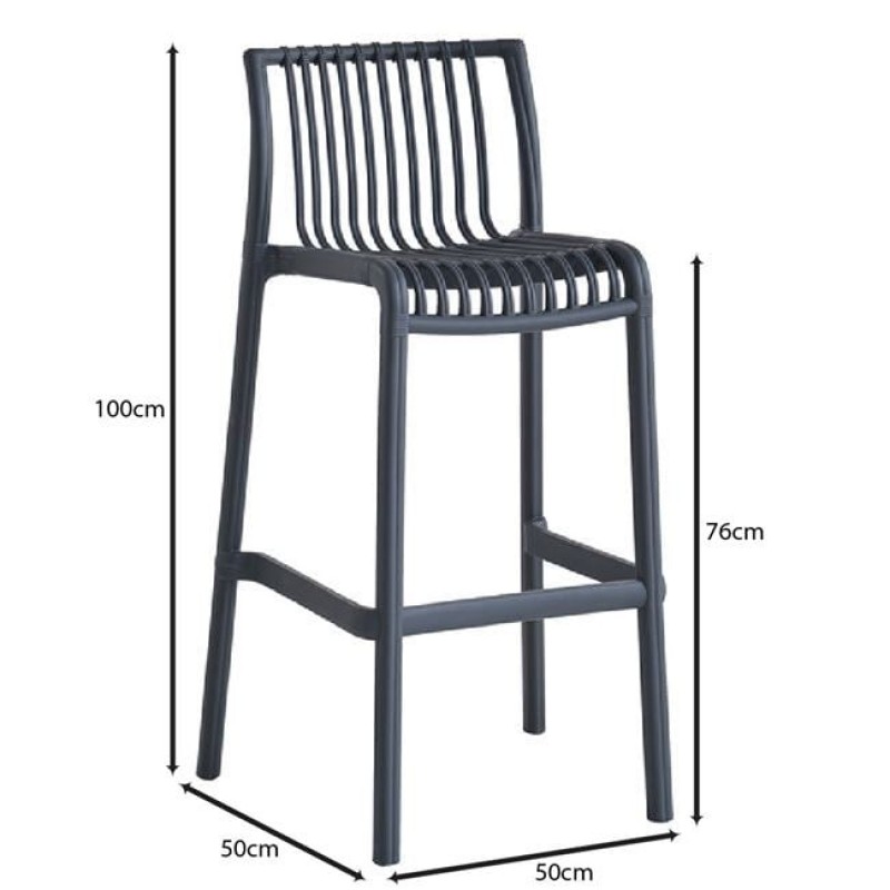 Modena σκαμπό μπάρ από πολυπροπυλένιο στοιβαζόμενο σε ανθρακί απόχρωση 50x100 εκ