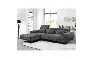 Elora γωνιακός καναπές σαλονιού με δεξιά γωνία ανακλινόμενα κεφαλάρια με επένδυση σε γκρι απόχρωση 261x171x94 εκ