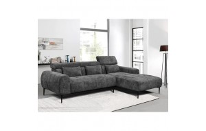Elora γωνιακός καναπές σαλονιού με αριστερή γωνία ανακλινόμενα κεφαλάρια με επένδυση σε γκρι απόχρωση 261x171x94 εκ