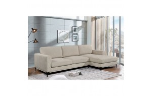 Banco γωνιακός καναπές με υφασμάτινη επένδυση σε μπεζ απόχρωση 300x170x99 εκ