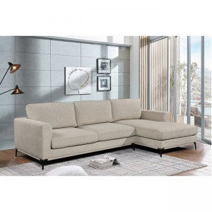 Banco γωνιακός καναπές με υφασμάτινη επένδυση σε μπεζ απόχρωση 300x170x99 εκ