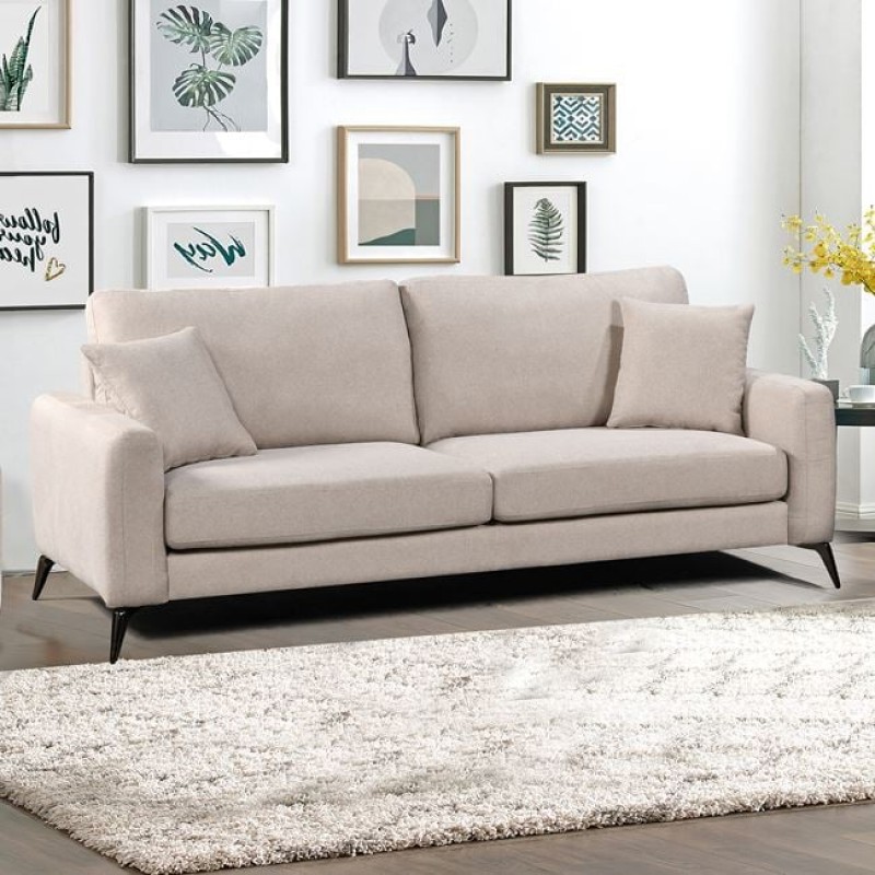 Tipo τριθέσιος καναπές με υφασμάτινη επένδυση σε μπεζ απόχρωση 215x88x92 εκ