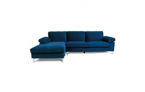 Alex γωνιακός καναπές με υφασμάτινη βελούδινη επένδυση σε μπλε απόχρωση 264x132x80 εκ