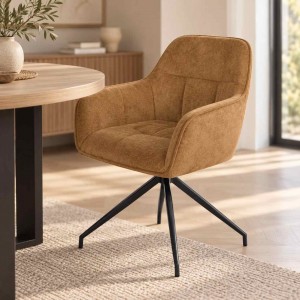 Aeron Br καρέκλα με υφασμάτινη μπουκλέ επένδυση σε καφέ απόχρωση 57x60x82 εκ