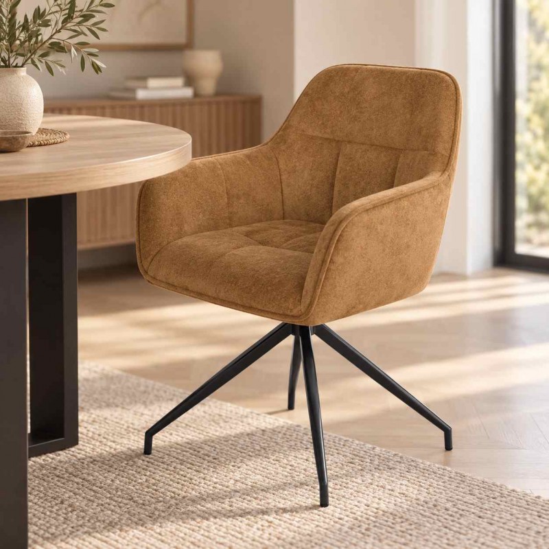 Aeron Br καρέκλα με υφασμάτινη μπουκλέ επένδυση σε καφέ απόχρωση 57x60x82 εκ