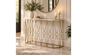 Marble μεταλλική κονσόλα σε χρυσό χρώμα 120x35x81 εκ