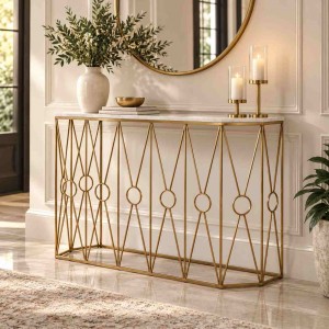 Marble μεταλλική κονσόλα σε χρυσό χρώμα 120x35x81 εκ