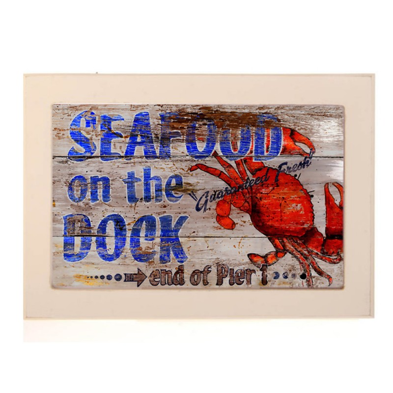 Seafoods καβούρι vintage ξύλινο χειροποίητο πινακάκι
