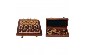 Ξύλινο mini σκάκι με μαγνητική βάση 18,5x9 εκ