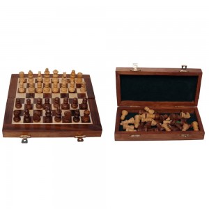 Ξύλινο Mini σκάκι με μαγνητική βάση 18,5x9 εκ