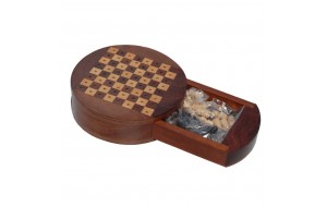 Ξύλινο mini σκάκι με συρταράκι 12x12 εκ