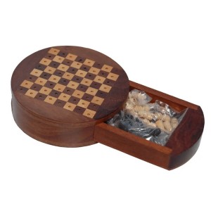 Ξύλινο Mini σκάκι με συρταράκι 12x12 εκ