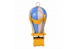 Vintage διακοσμητικό αερόστατο σε λευκή γαλάζια και κίτρινη απόχρωση 8x8x18 εκ