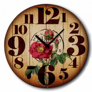 Rose ρολόι τοίχου χειροποίητο ξύλινο