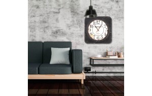 Bulova industrial ξύλινο χειροποίητο ρολόι τοίχου τρισδιάστατο 48x48 εκ