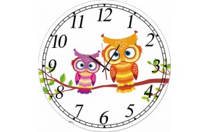 Owls ξύλινο χειροποίητο ρολόι τοίχου 32 εκ