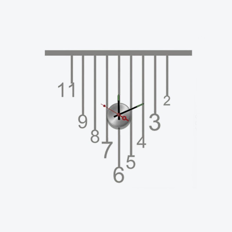 Γραμμικό σχέδιο ρολόι τοίχου αυτοκόλλητο από βινύλιο σε γκρι απόχρωση 69x62 εκ
