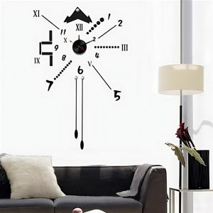 Κυνήγι θησαυρού ρολόι τοίχου αυτοκόλλητο από βινύλιο σε μαύρο χρώμα 65.2x98.2 εκ