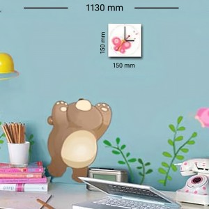 Bear chasing the butterfly ρολόι τοίχου αυτοκόλλητο από βινύλιο 113 εκ