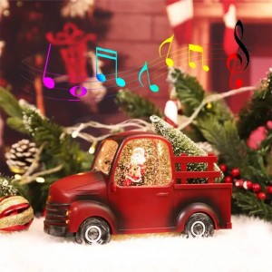 Χριστουγεννιάτικο διακοσμητικό φορτηγό με Άι Βασίλη σε κόκκινο χρώμα με μουσική 24x11x17 εκ