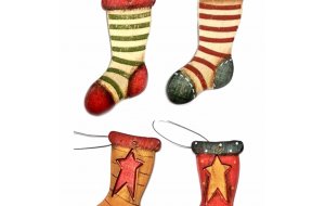Xριστουγεννιάτικα Στολίδια Κάλτσες σετ των τεσσάρων 10 εκ