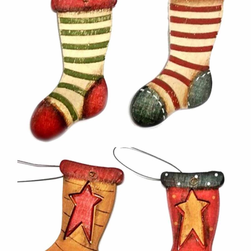 Xριστουγεννιάτικα στολίδια κάλτσες σετ των τεσσάρων 10 εκ