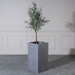 Γλάστρα Solid πήλινη γκρι 41x41x80 εκ