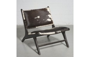 Lounge καρέκλα με μεταλλικό σκελετό και επένδυση από δέρμα 81x65x72 εκ