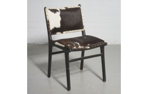 Kαρέκλα με ξύλινο σκελετό και επένδυση από δέρμα 66x55x97 εκ.
