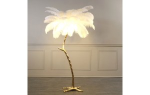 Ostrich επιδαπέδιο φωτιστικό με λευκά φύλλα σε χρυσή βάση 120x170 εκ