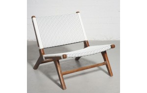 Ξύλινη καρέκλα με επένδυση από συνθετικό ρατάν σε λευκό χρώμα 87x70x70 εκ