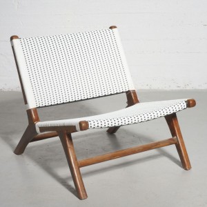 Ξύλινη καρέκλα με επένδυση από συνθετικό ρατάν σε λευκό χρώμα 87x70x70 εκ