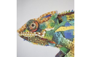 Chameleon πίνακας από 3D κολλάζ σε σχήμα χαμαιλέοντα 75x75 εκ 